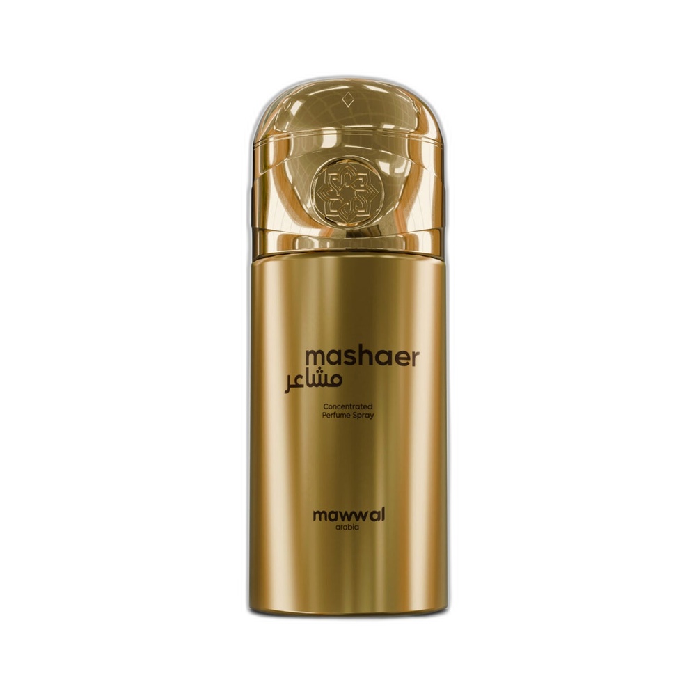 Frasco dourado metálico do perfume Mawwal Sense Mashaer Feminino 250ml